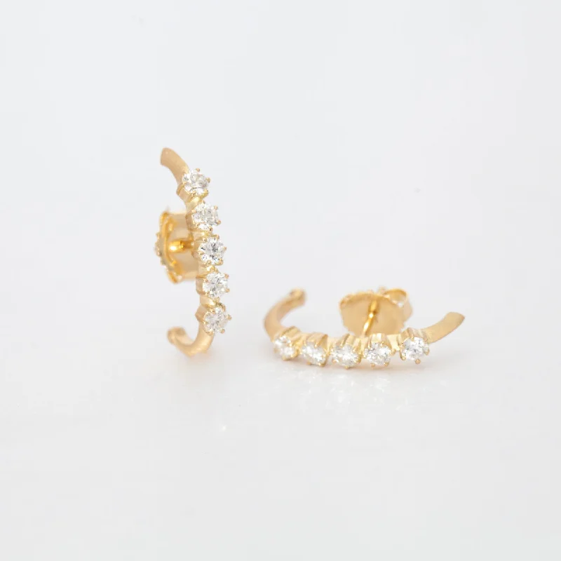 Crystal ear cuffs for a stylish touch -Catherine Lobe Half Hoops