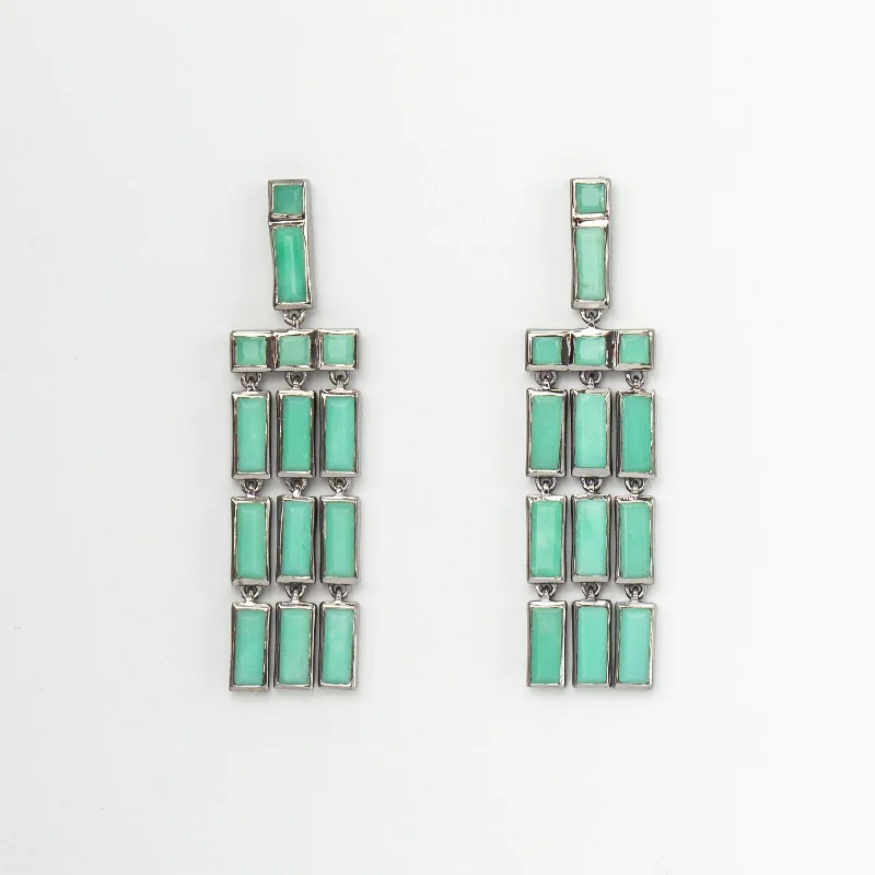 Swarovski crystal earrings for extra sparkle -Chrysoprase Paintbrush Fringe Earrings