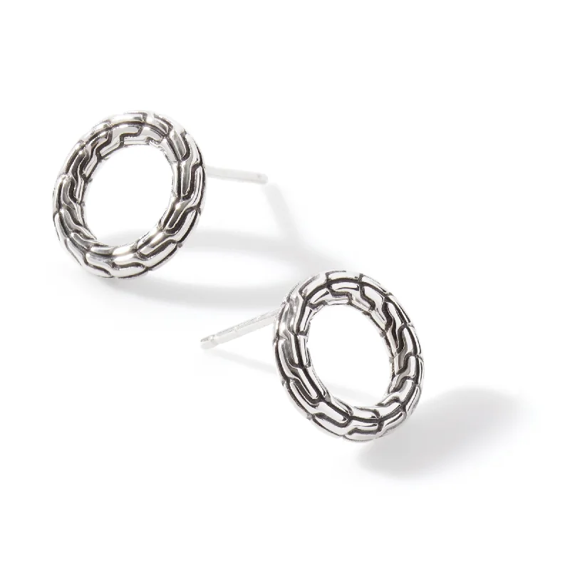 Stylish ear cuffs for unique accessories -Classic Chain Circle Stud Earrings by John Hardy