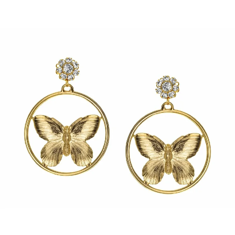 Luxury pearl earrings for high-end occasions -Crystal Butterfly