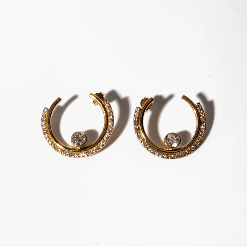 Bold statement earrings for modern fashion -Diamond Arc Hoops