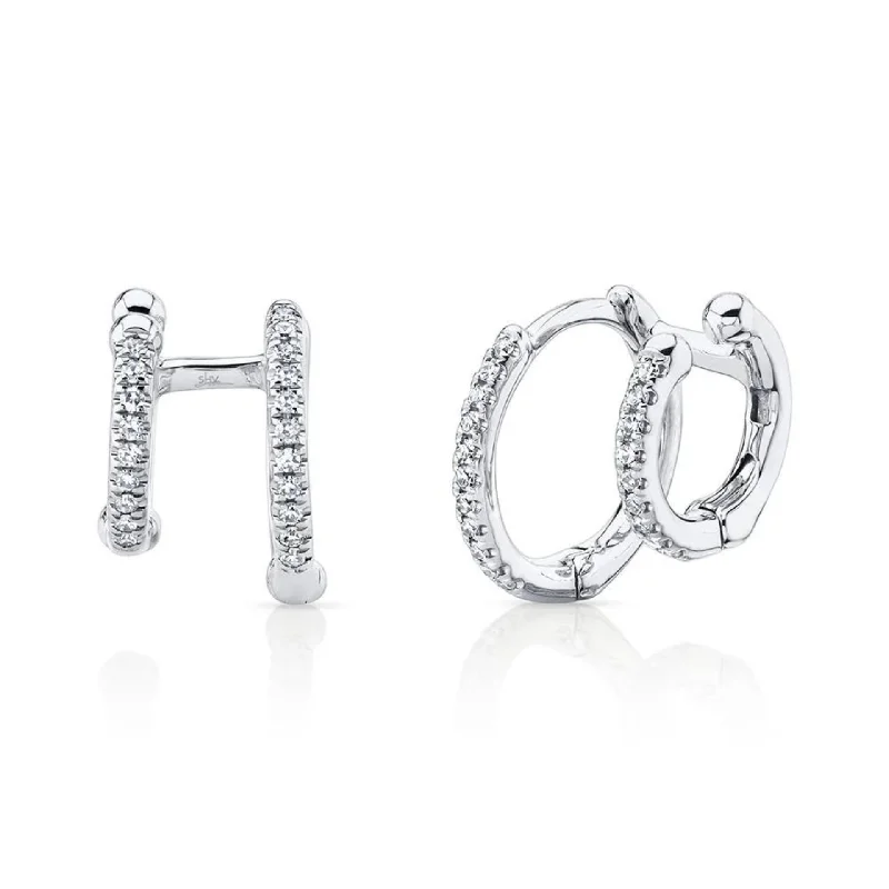 Large dangle earrings for dramatic flair -DIAMOND DOUBLE HUGGIE EARRING