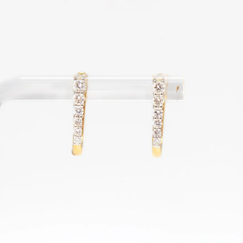 Elegant drop earrings for formal parties -Diamond Half Paperclip Yellow Gold Huggie Hoops