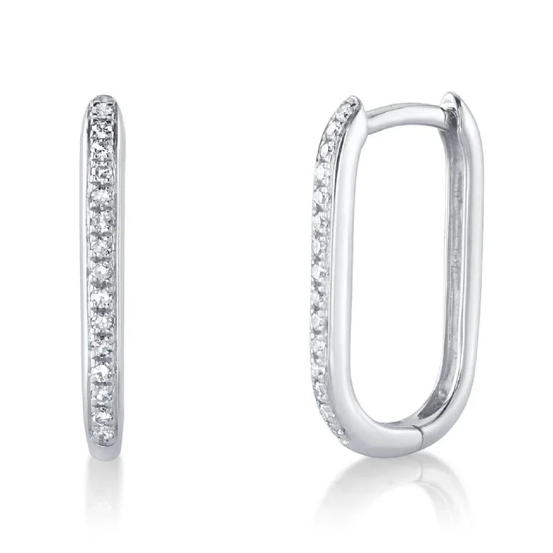 Artistic pearl earrings for creative style -DIAMOND OVAL HOOP EARRING