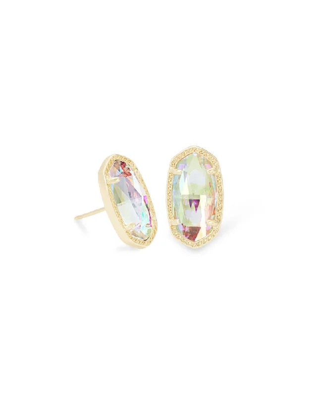 Fashionable ear cuffs with diamonds for chic looks -Ellie Gold Stud Earrings in Dichroic Glass by Kendra Scott