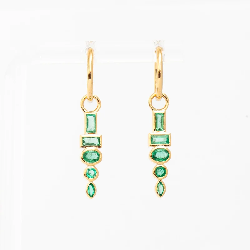 Statement earrings for trendy outfits -Emerald Totem Huggies