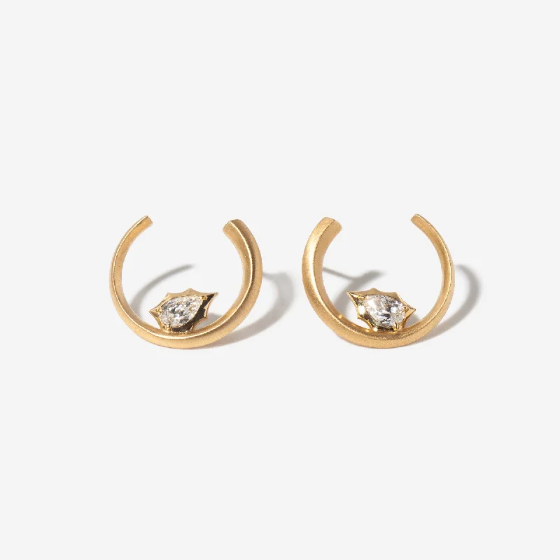 Gold leaf earrings for nature-inspired fashion -Envoy Solitaire Hoops