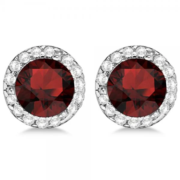 High-quality silver earrings for everyday wear -Garnet Diamond Stud Earrings