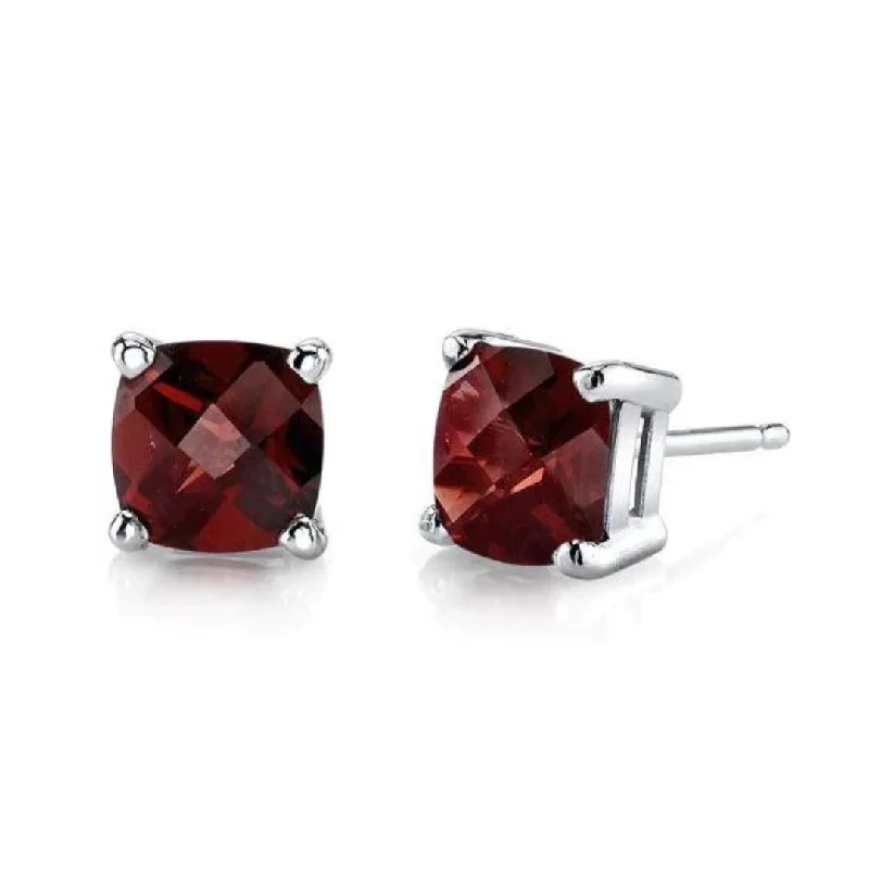 Luxury earrings with colored stones for opulent looks -Garnet Stud Earrings