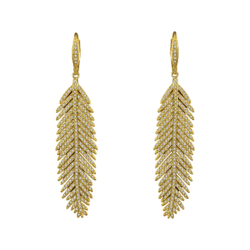 Chunky earrings for bold fashion statements -Gold Feather