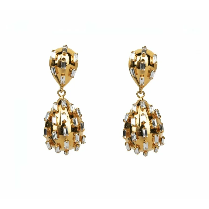 Rose gold earrings for sophisticated charm -Gold Patel & CZ Baguette Earrings