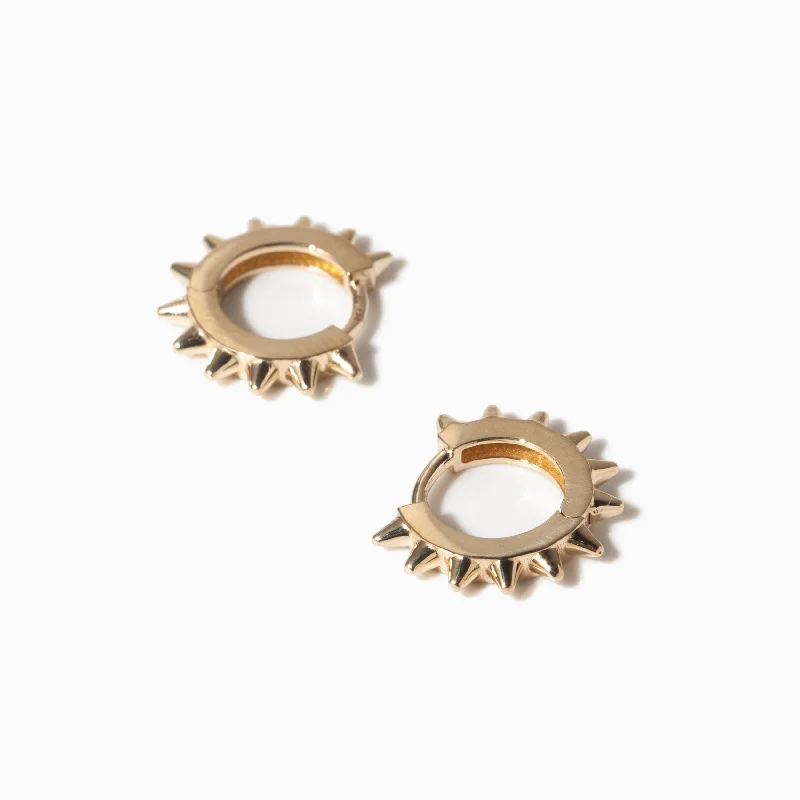 Large silver hoop earrings for statement style -Gold Spiked Hinged Huggie Hoops