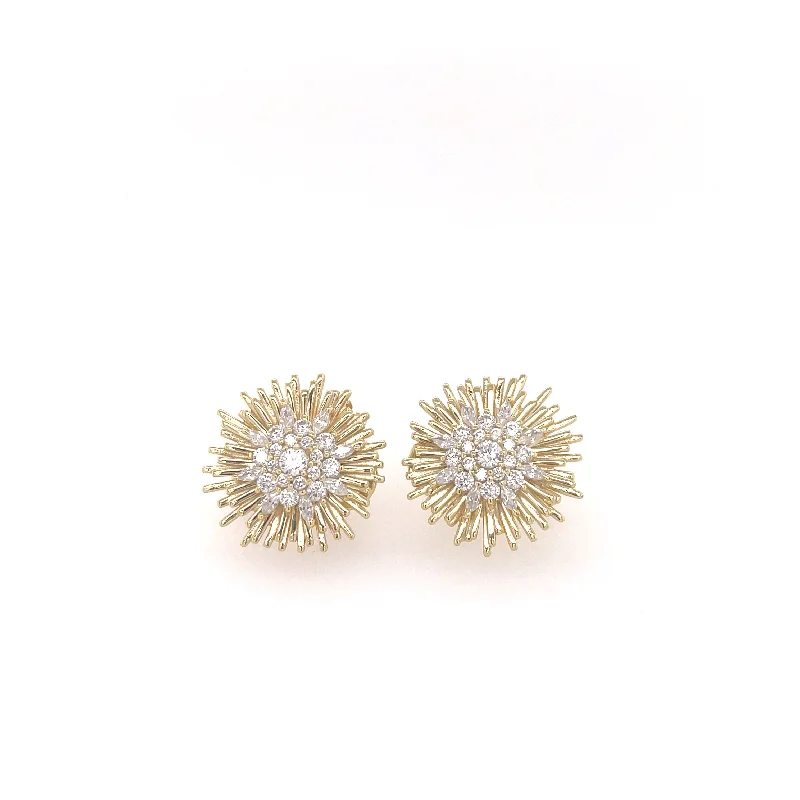 Vintage inspired crystal earrings for timeless beauty -Gold Starburst