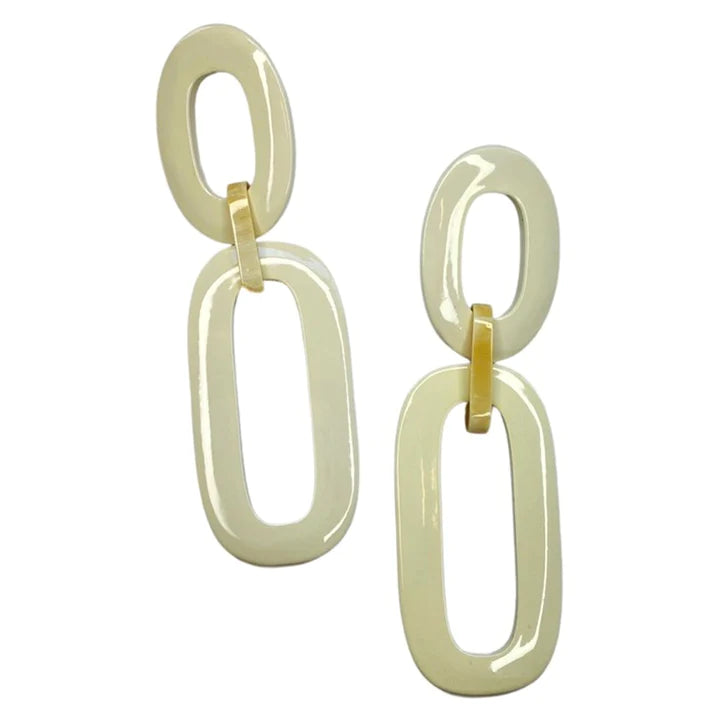 Chic long silver earrings for sophisticated looks -Ivory lacquer drops