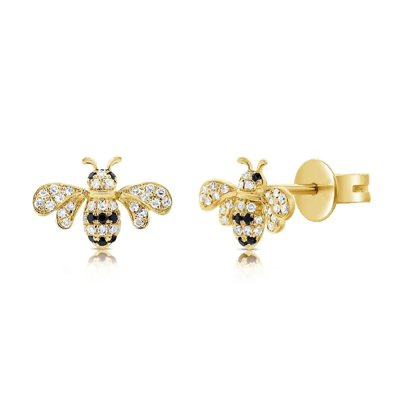 Bold geometric earrings for creative fashion -Joelle Diamond Bumble Bee Studs 14K Gold - Bumble Bee Earrings -