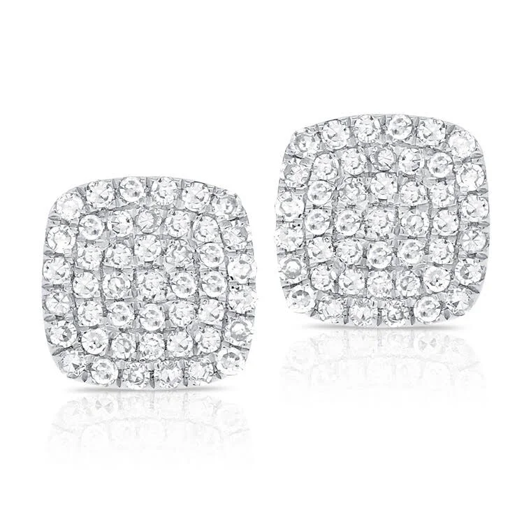 Silver and gemstone earrings for unique designs -Joelle Diamond Cushion Shape Stud Earrings 14K White Gold 1/6 CTTW