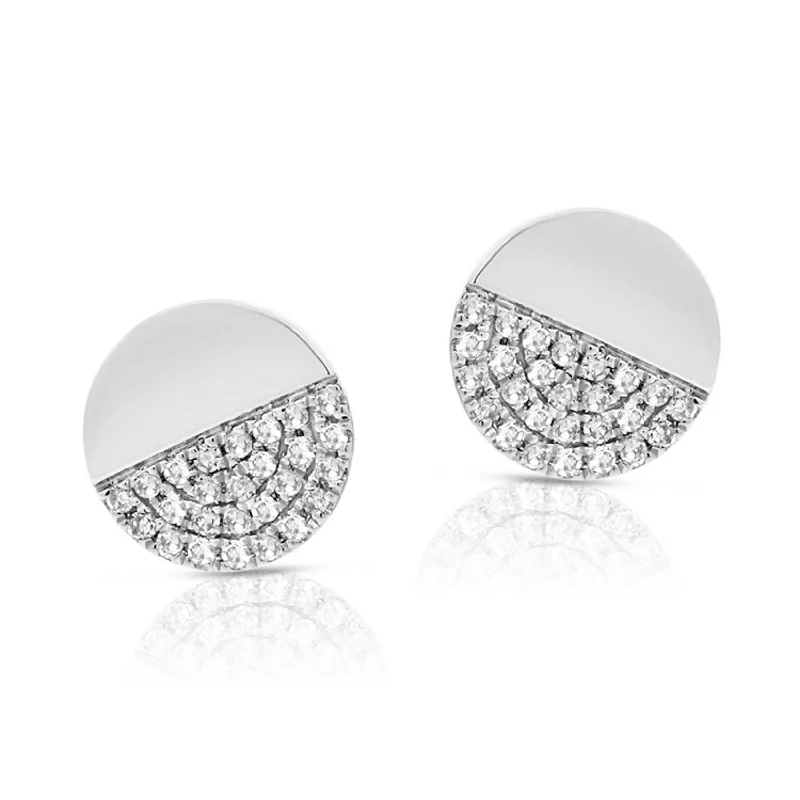 Elegant gold drop earrings for sophisticated style -Joelle Diamond Disc Stud Earring 14K White Gold