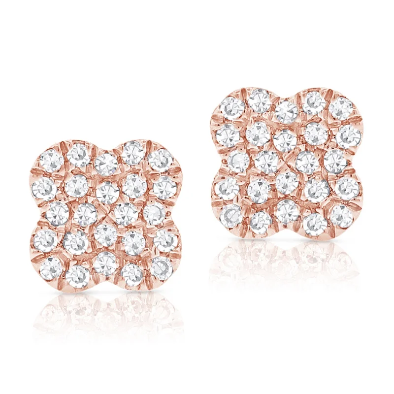 Bold gold earrings for confident fashion -Joelle Diamond Flower Clover Studs Earrings 14K Gold 1/8 ct. TDW