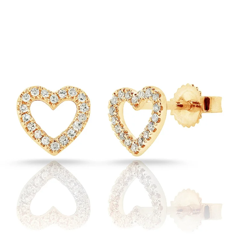 Vintage crystal earrings for retro-inspired looks -Joelle Diamond Open Heart Stud Earrings 14K Gold 1/5ct TDW Earring's