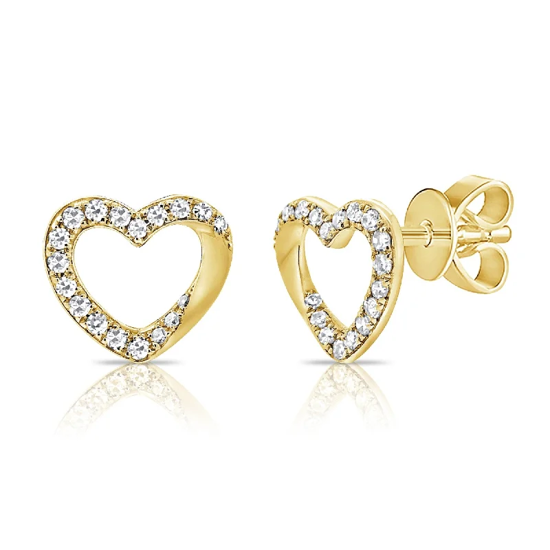 Swarovski crystal earrings for extra sparkle -Joelle Diamond Open Heart Stud Earrings 14K Gold Earring's