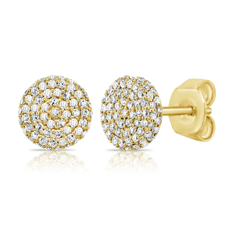 Geometric drop earrings for modern flair -Joelle Diamond Pave Round 1/2ct Stud Earrings 14K Gold - Gift