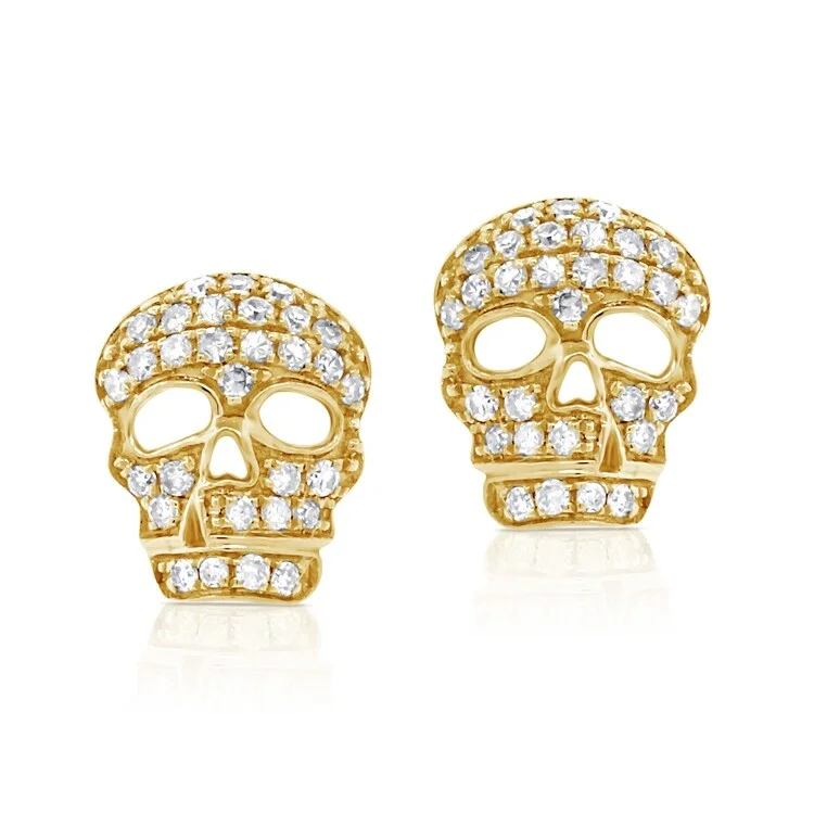 Sparkling pearl earrings for glamorous appeal -Joelle Diamond Skeleton Stud Earrings 14K Gold