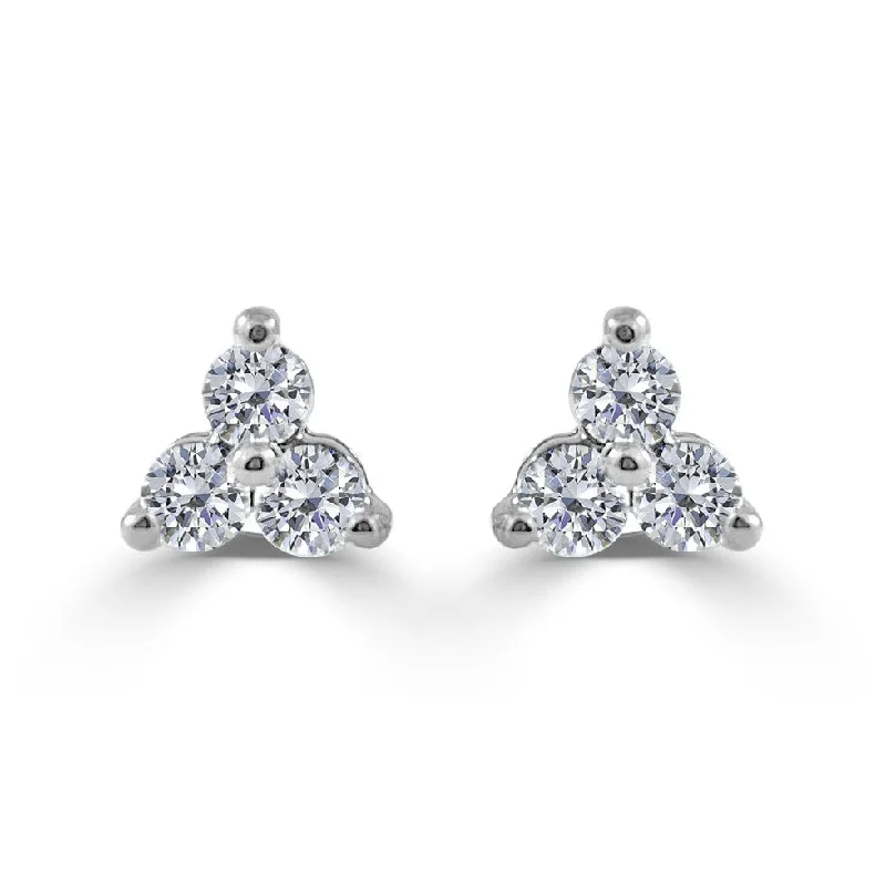 Geometric drop earrings for modern flair -Joelle Three Stone Diamond Studs Earrings 14K White Gold 1.9 ct. TDW