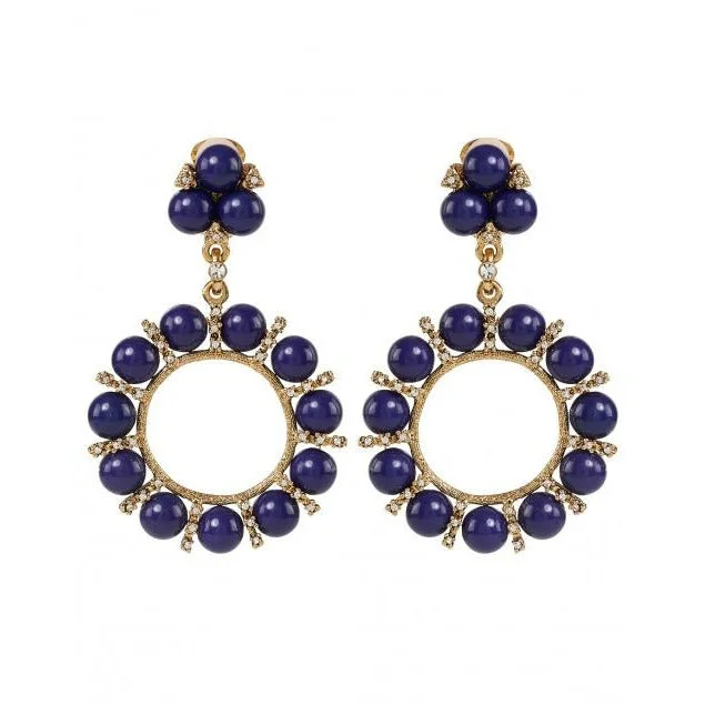 Bold geometric earrings for creative fashion -Lapis Drop Hoop