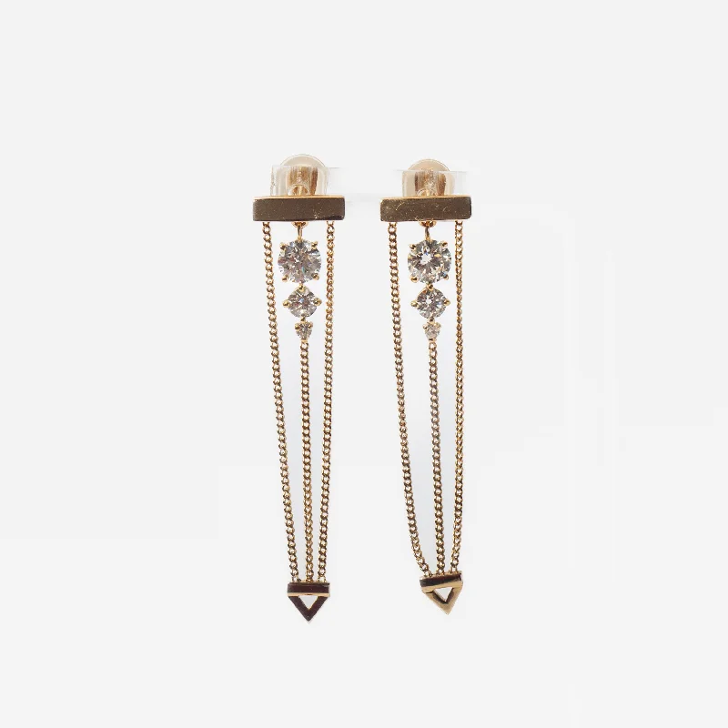 Gold ear cuffs for a bold fashion statement -Levitate Diamond Trio Earrings