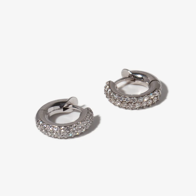 Elegant long drop earrings for formal wear -Macro Hoop Pavé WG