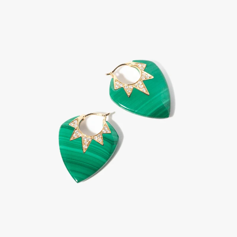 Artistic gemstone earrings for creative looks -Malachite Classic Guitar Pick Earrings