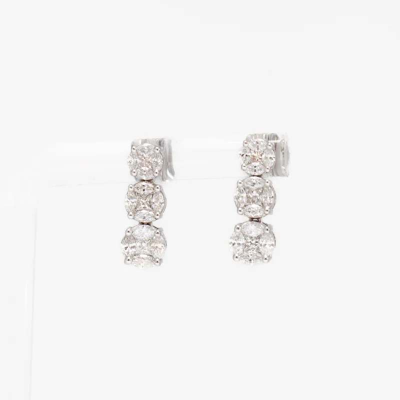 Gold ear cuffs for a bold fashion statement -Mosaic Diamond Three-Drop Studs