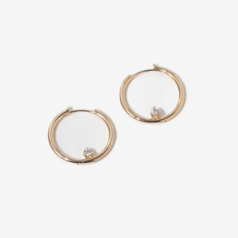 Rose gold earrings for sophisticated charm -Nested Diamond Large Hinge Huggie Hoops