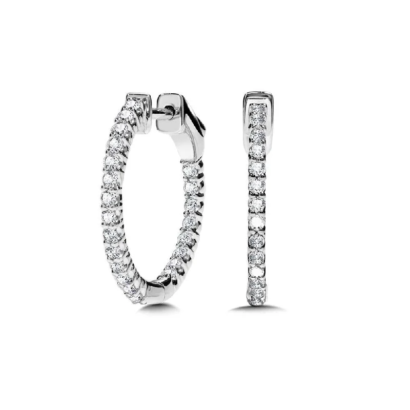 Silver drop earrings for versatile fashion -ROUND IN-OUT DIAMOND HOOP EARRINGS