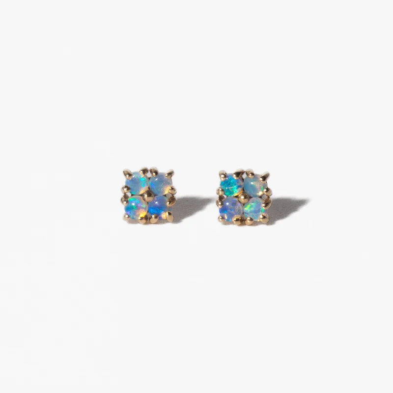 Rose gold stud earrings for modern charm -Small Opal Lattice Studs