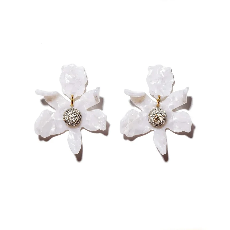 Gold ear cuffs for a bold fashion statement -Small white crystal lily