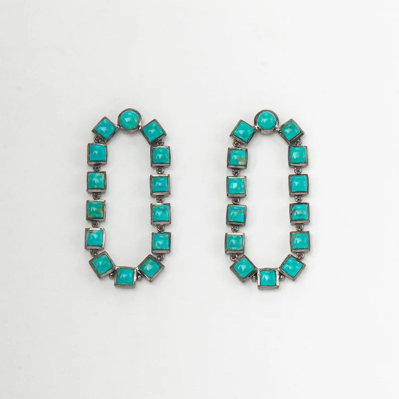 Trendy drop earrings for modern outfits -Turquoise Loop Earrings