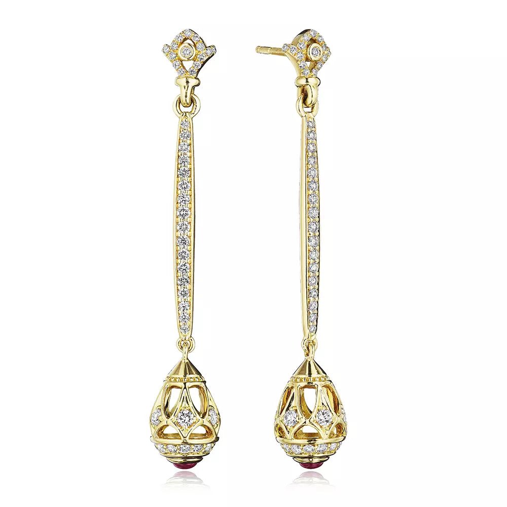 Elegant long drop earrings for formal wear -DEVOTION J-0312201-YE