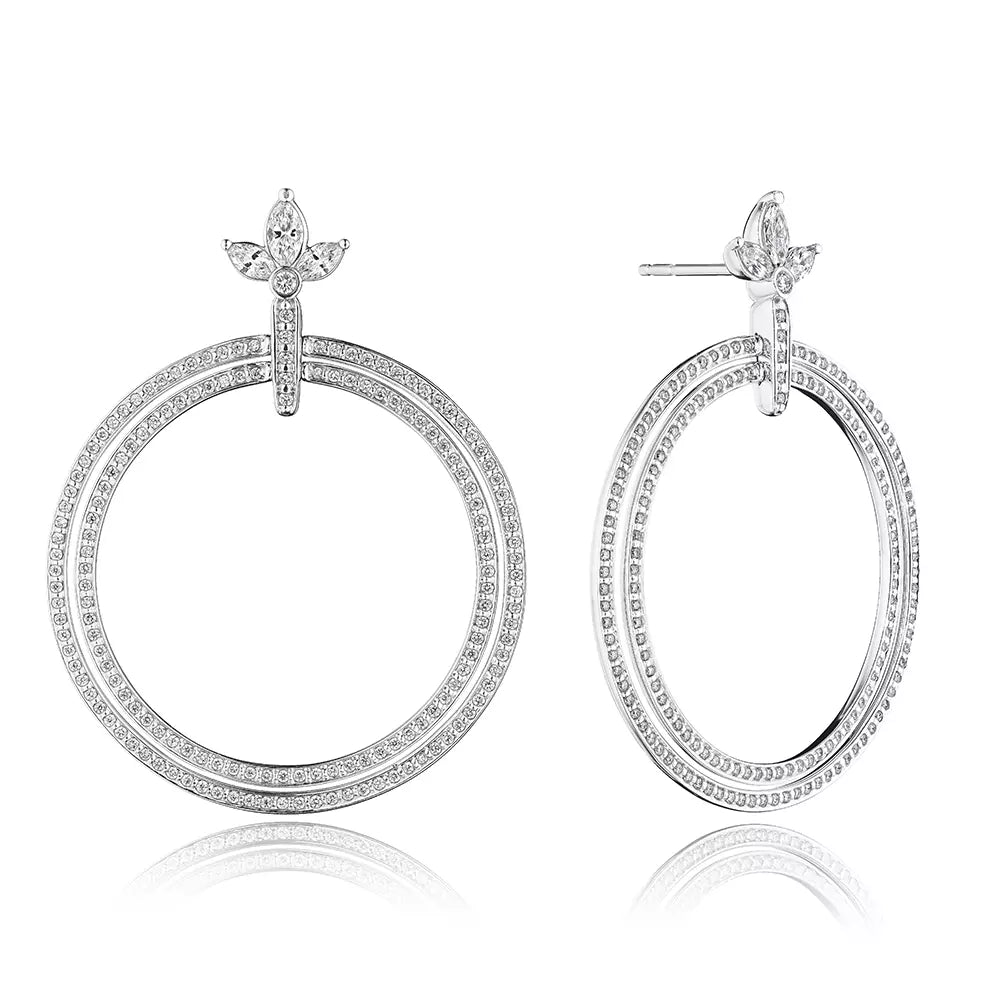 Geometric silver earrings for edgy fashion -VERITAGE J-0177710-WE