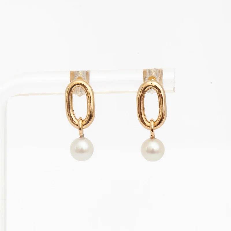 Lightweight hoop earrings for comfort and style -XXL Link & Dangling Pearl Earrings