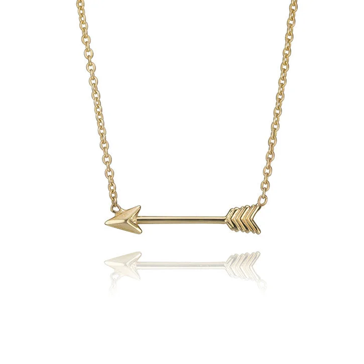 long gold pendant necklace for women -10K Yellow Gold Cupid's Arrow Necklace