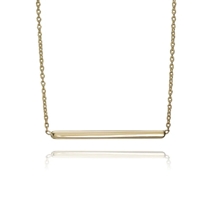 personalized letter pendant necklace -10K Yellow Gold Bar Necklace