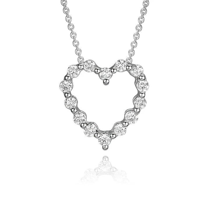 silver gemstone pendant necklace for women -14K White Gold Diamond Heart Pendant