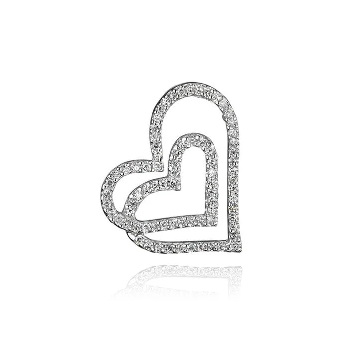 long chain pendant necklace for women -14K White Gold Diamond Heart Pendant