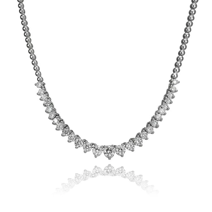 trendy choker necklace for women -14K White Gold Diamond Tennis Necklace