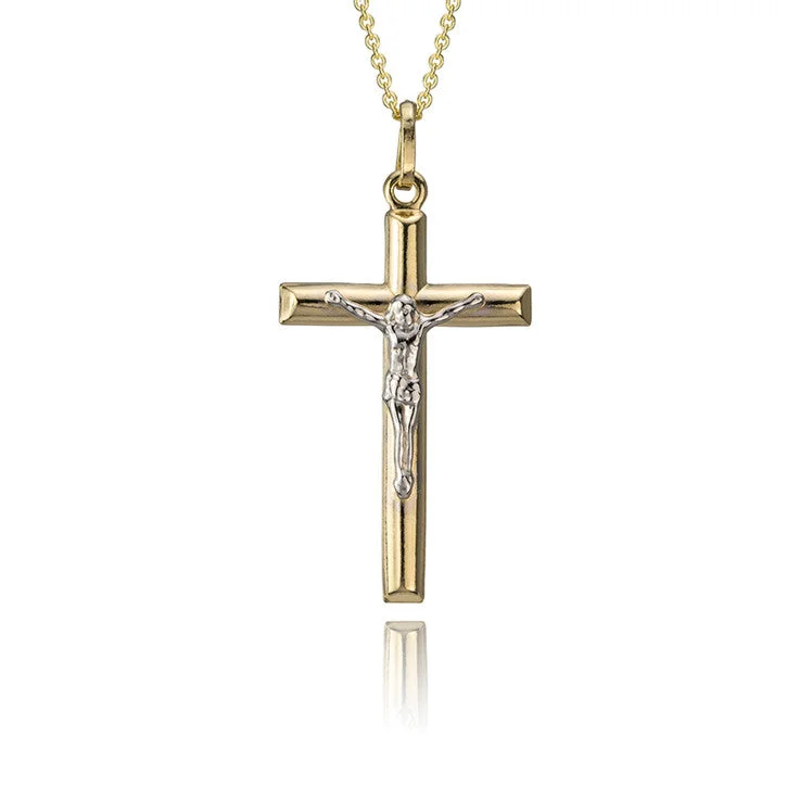 trendy crystal necklace for women -14K Yellow Gold Cross Pendant