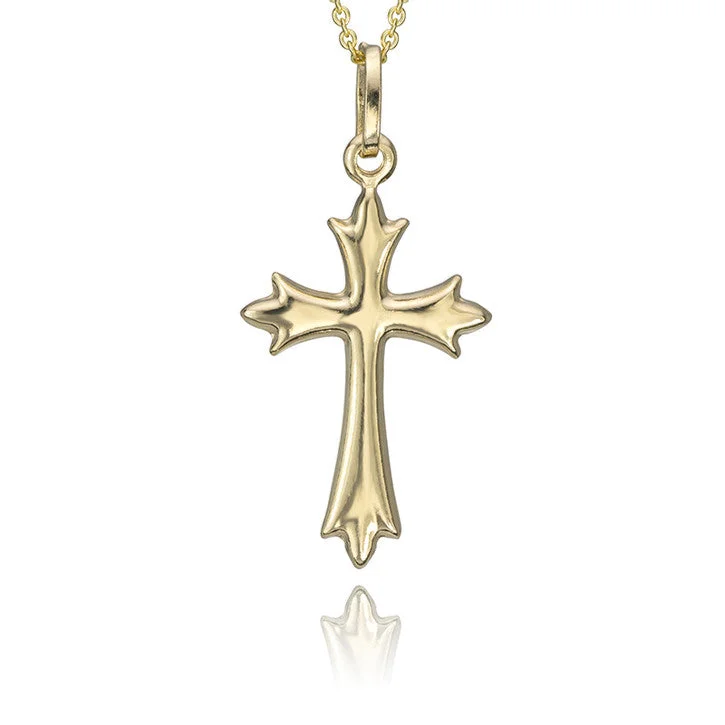 stylish chain necklace for men -14K Yellow Gold Cross Pendant