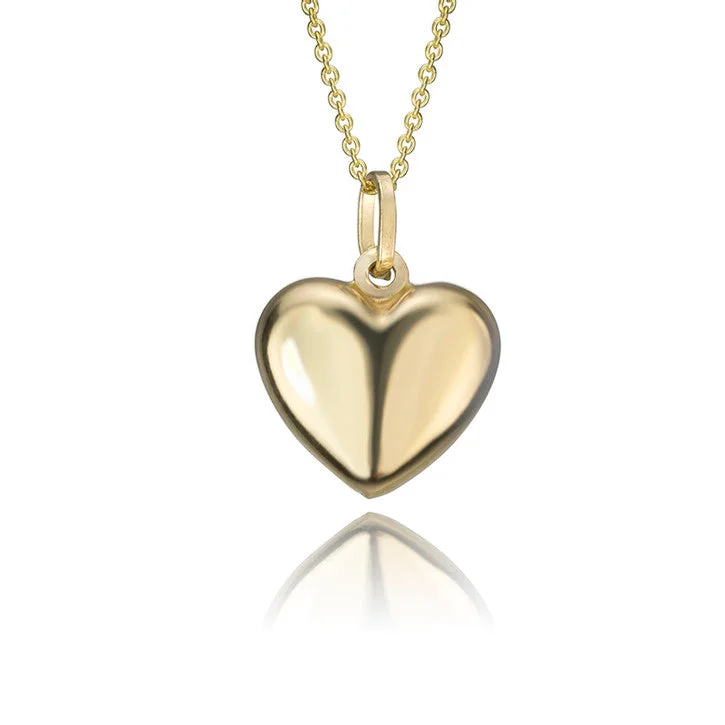 double name necklace for couples -14K Yellow Gold Heart Pendant