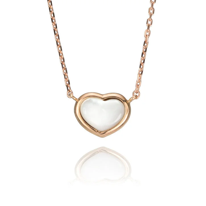 heart-shaped pendant necklace for women -18K Rose Gold Mother of Pearl Heart Necklace