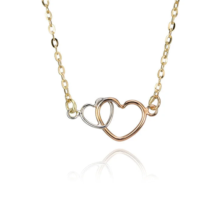 silver infinity necklace for men -18K Tri Coloured Gold Heart Necklace